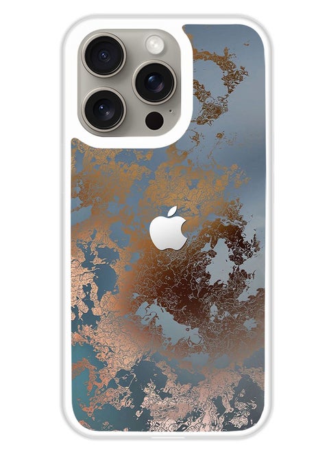 Protective Case Cover For APPLE IPHONE 15 Pro Max Golden Grey Design (White Bumper)