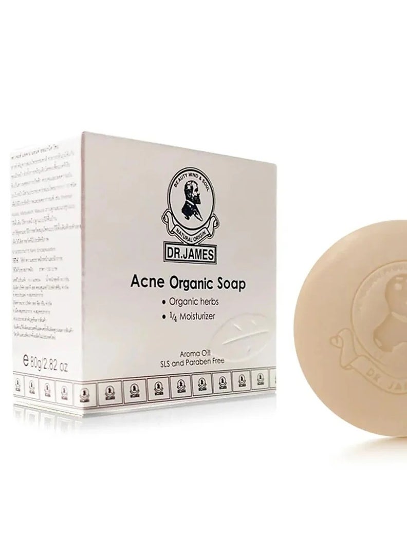 DR. JAMES Dr James Herbal Acne Soap – 80g | Organic Anti-Pimple Soap | Spot Remover | Moisturizing & Gentle | Suitable for All Skin Types 