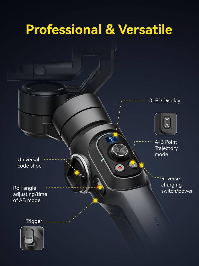 AOCHUAN Gimbal Stabilizer for GoPro - 3-Axis Handheld Gimbal with 360° Rotation - Image 4