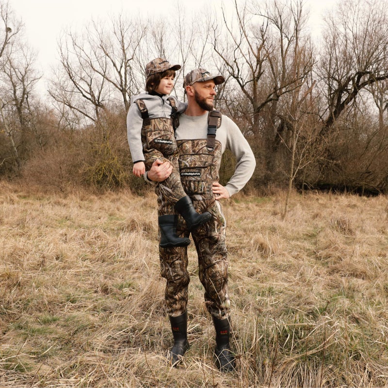 DaddyGoFish Neoprene Chest Waders for Kids and Adults, BootFoot, Fishing & Hunting with a Camouflage Caps, and a Wader Hanger - Image 5