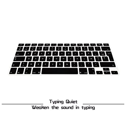 HRH AZERTY French Silicone Keyboard Cover Skin for MacBook Air 13,for MacBook Pro 13/15/17(with or w/Out Retina Display,2015 or Older Version),for iMac Older EU Layout Keyboard Protector-Black - Image 4
