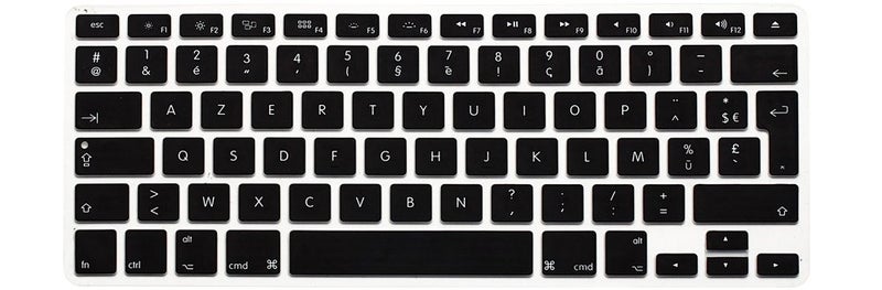 HRH AZERTY French Silicone Keyboard Cover Skin for MacBook Air 13,for MacBook Pro 13/15/17(with or w/Out Retina Display,2015 or Older Version),for iMac Older EU Layout Keyboard Protector-Black - Image 1