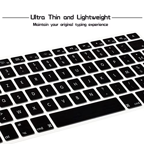 HRH AZERTY French Silicone Keyboard Cover Skin for MacBook Air 13,for MacBook Pro 13/15/17(with or w/Out Retina Display,2015 or Older Version),for iMac Older EU Layout Keyboard Protector-Black - Image 5
