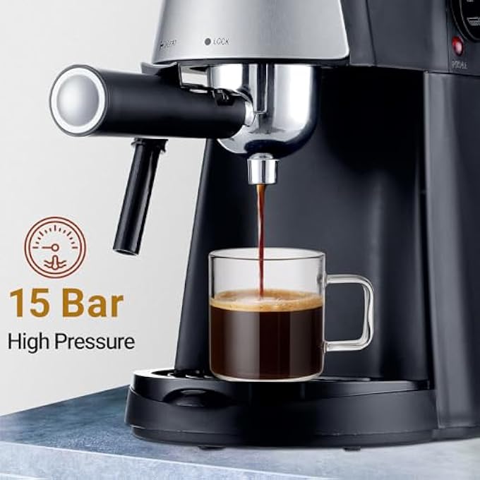 INKBIRDPLUS Espresso Machine Compact Coffee Machines 800W SemiAutomatic Home Coffee Maker 15Bar With Milk Frother Steam Wand Pid Temperature Control 24 Cups For Making Shots Cappuccinos Lattes And Americanos - Image 4