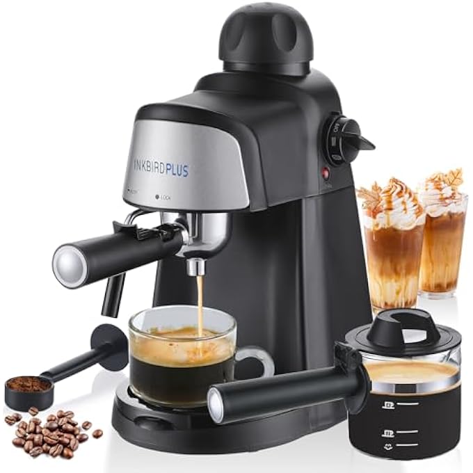 INKBIRDPLUS Espresso Machine Compact Coffee Machines 800W SemiAutomatic Home Coffee Maker 15Bar With Milk Frother Steam Wand Pid Temperature Control 24 Cups For Making Shots Cappuccinos Lattes And Americanos - Image 1