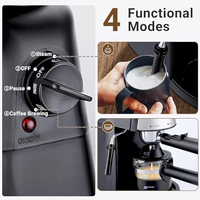 INKBIRDPLUS Espresso Machine Compact Coffee Machines 800W SemiAutomatic Home Coffee Maker 15Bar With Milk Frother Steam Wand Pid Temperature Control 24 Cups For Making Shots Cappuccinos Lattes And Americanos - Image 5