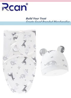 Rcan 3 PCS Baby Swaddle Blanket Wrap with Hat Set Cotton Newborn Swaddle Wrap Adjustable Wearable Swaddle Sleeping Bag Anti-Kicking Quilt Baby Wrap for 0-6 Months Little Baby  - Image 3