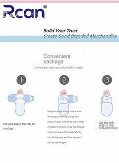 Rcan 3 PCS Baby Swaddle Blanket Wrap with Hat Set Cotton Newborn Swaddle Wrap Adjustable Wearable Swaddle Sleeping Bag Anti-Kicking Quilt Baby Wrap for 0-6 Months Little Baby  - Image 5