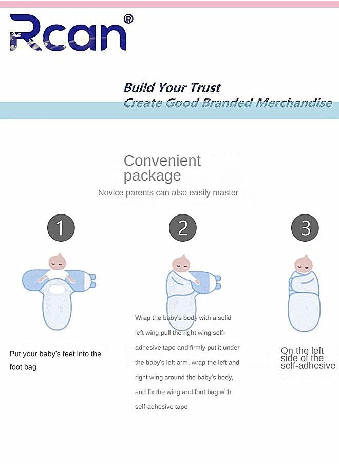 Rcan 3 PCS Baby Swaddle Blanket Wrap with Hat Set Cotton Newborn Swaddle Wrap Adjustable Wearable Swaddle Sleeping Bag Anti-Kicking Quilt Baby Wrap for 0-6 Months Little Baby  - Image 5