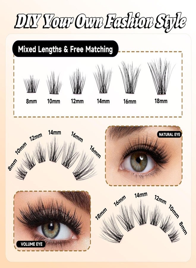 DORISUE 168PCS Luxury Lash Clusters Kit | Premium Ultra-Soft D Curl Dramatic Volume | Complete DIY Extension Kit with Bond Seal Remover Tweezers | Salon Quality Reusable 15+ Times - Image 3