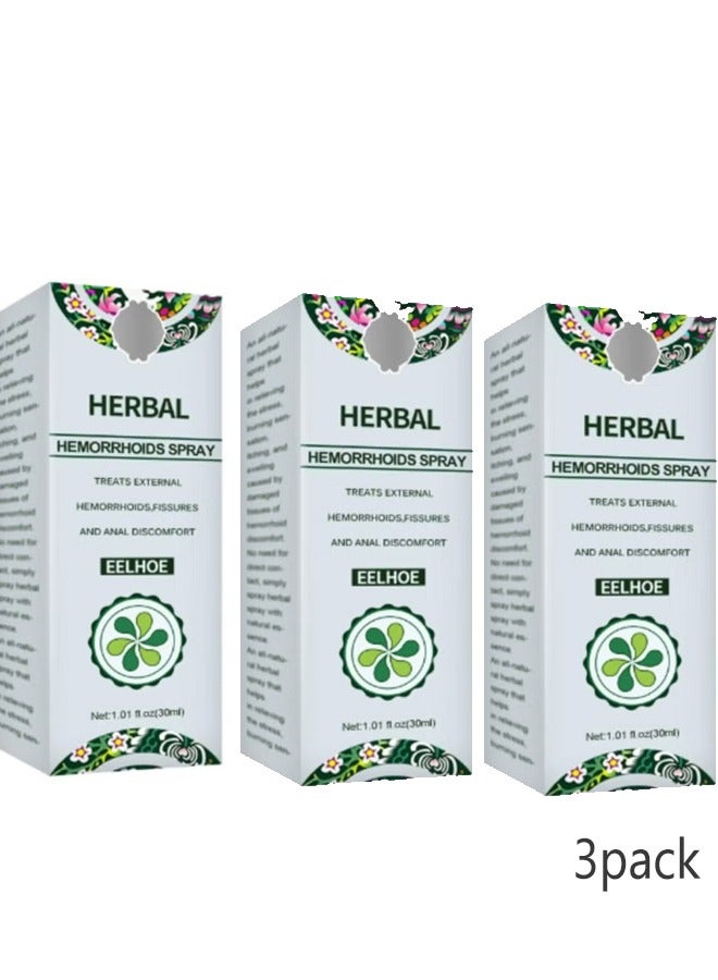 EELHOE Natural Herbal Hemorrhoids Spray - External and Internal Hemorrhoids Treatment with 100% Natural Herbal Extracts Formula(3pack) - Image 1