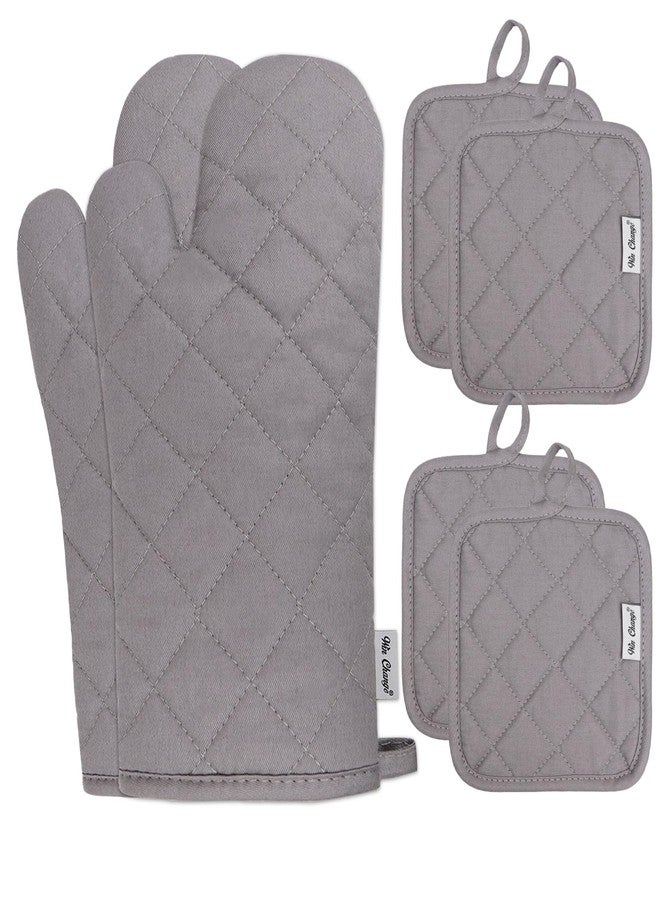 Win Change Oven Mitts and Pot Holders Sets,6 Pcs Oven Mitts and Potholders with Recycled Cotton High Heat Resistant Extra Thick Long Oven Mitts for Cooking(Gray) - Image 1