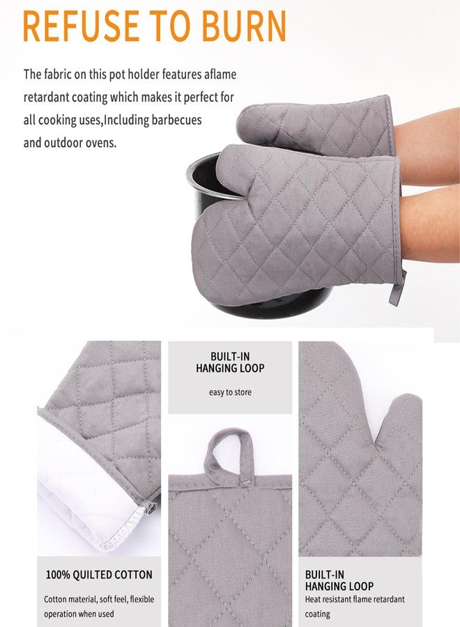 Win Change Oven Mitts and Pot Holders Sets,6 Pcs Oven Mitts and Potholders with Recycled Cotton High Heat Resistant Extra Thick Long Oven Mitts for Cooking(Gray) - Image 4