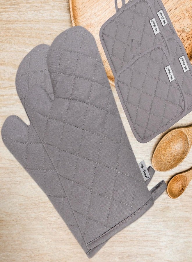 Win Change Oven Mitts and Pot Holders Sets,6 Pcs Oven Mitts and Potholders with Recycled Cotton High Heat Resistant Extra Thick Long Oven Mitts for Cooking(Gray) - Image 2