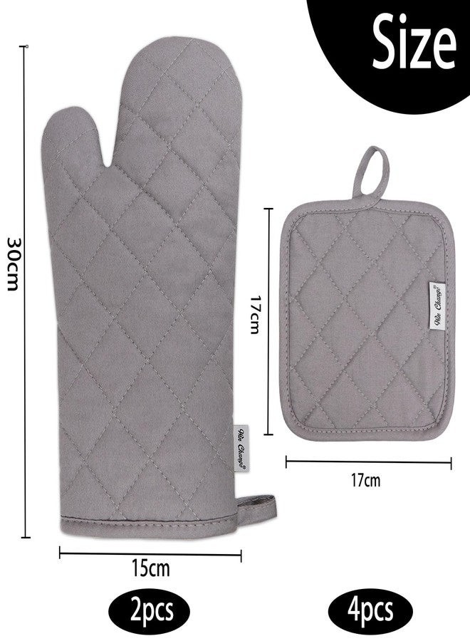 Win Change Oven Mitts and Pot Holders Sets,6 Pcs Oven Mitts and Potholders with Recycled Cotton High Heat Resistant Extra Thick Long Oven Mitts for Cooking(Gray) - Image 3