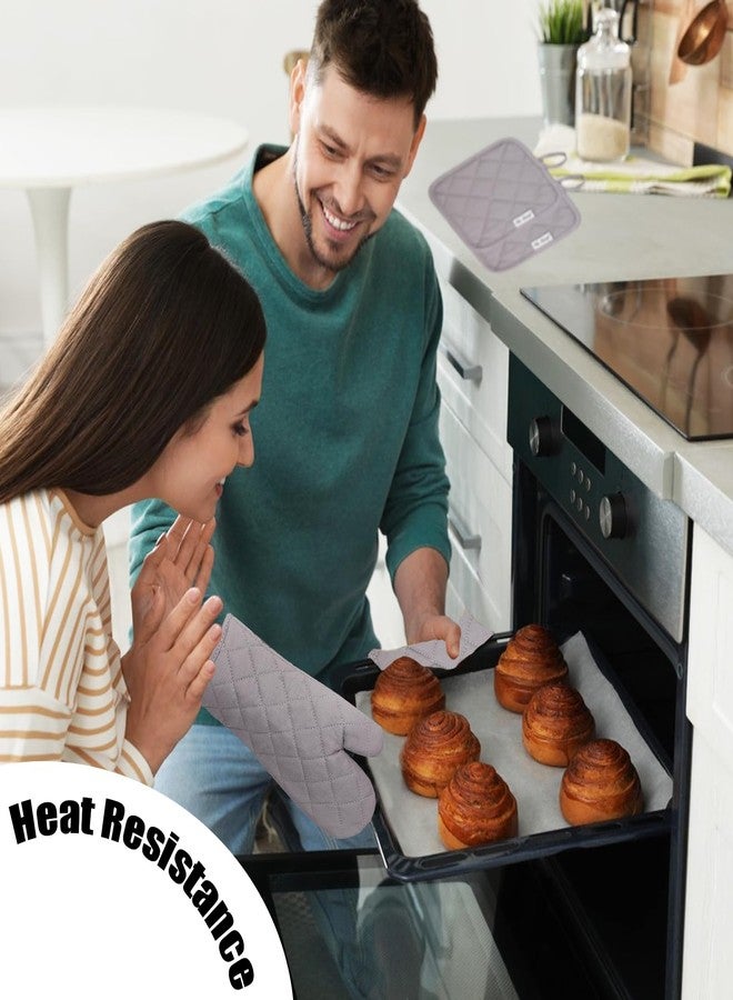 Win Change Oven Mitts and Pot Holders Sets,6 Pcs Oven Mitts and Potholders with Recycled Cotton High Heat Resistant Extra Thick Long Oven Mitts for Cooking(Gray) - Image 5
