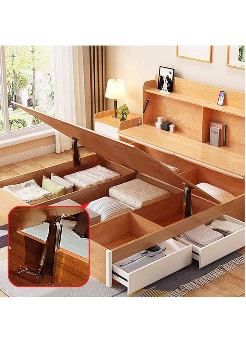 SYOSI - 2PCS Gas Spring Lid Support Hinge 150N Strut Soft Close Heavy Duty Stay for Kitchen Cabinet Door Cupboard Toy Box Pneumatic Stop Sliver - Image 1