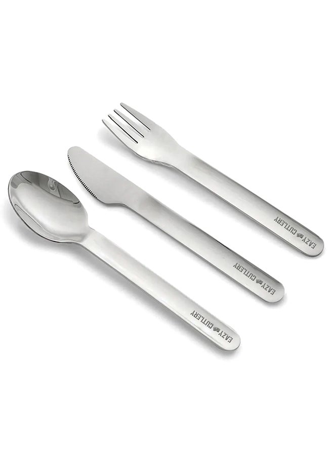 Eazy Kids Cutlery Set - Stainless Steel Spoon, Fork And Knife With Silicone Case (Blue)  - Image 2