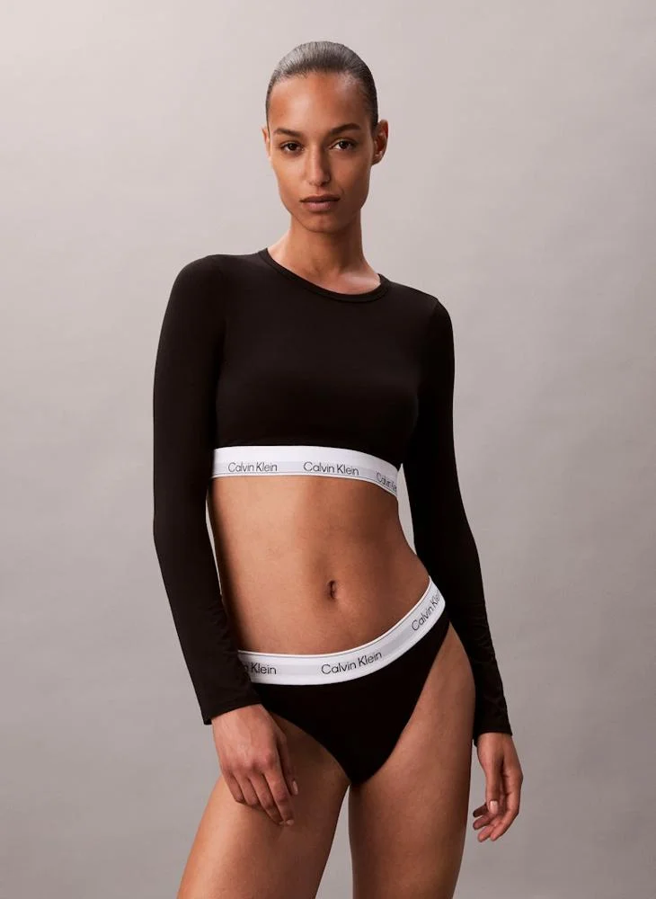 CALVIN KLEIN Logo long Sleeve Cropped Top