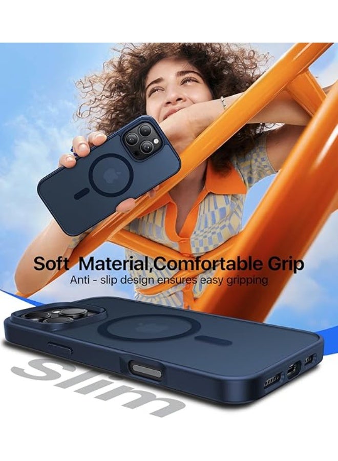Magnetic for iPhone 16 Pro Max Case, [Compatible with MagSafe][Military-Grade Drop Protection][Anti-Yellow] Shockproof Protective Translucent Matte Cover for iPhone 16 Pro Max Phone Case,Blue - Image 2