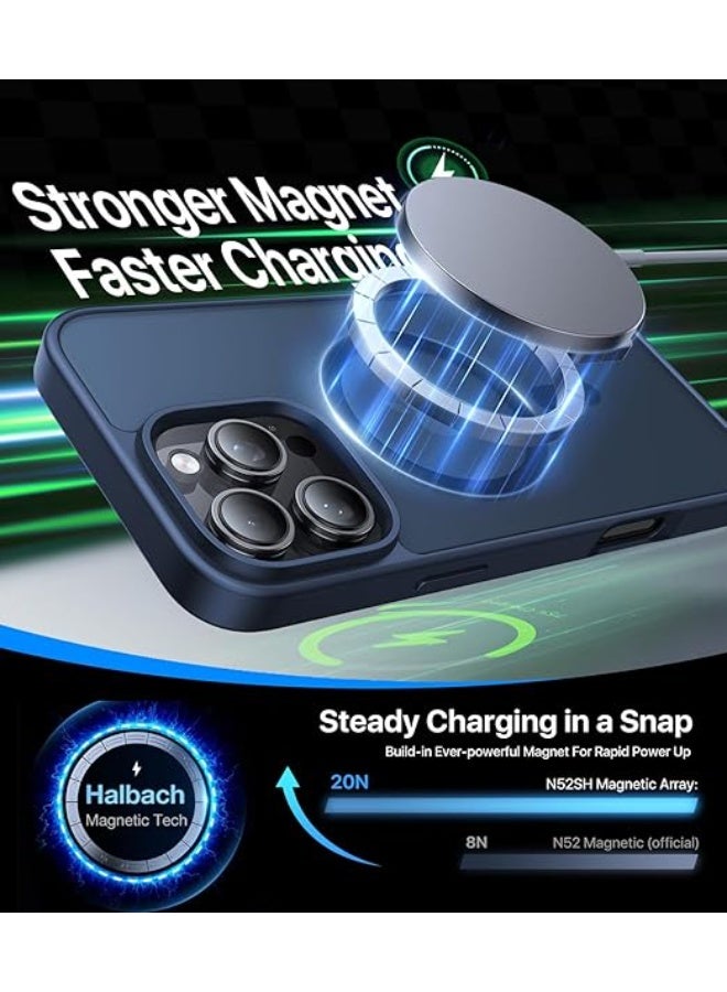 Magnetic for iPhone 16 Pro Max Case, [Compatible with MagSafe][Military-Grade Drop Protection][Anti-Yellow] Shockproof Protective Translucent Matte Cover for iPhone 16 Pro Max Phone Case,Blue - Image 4