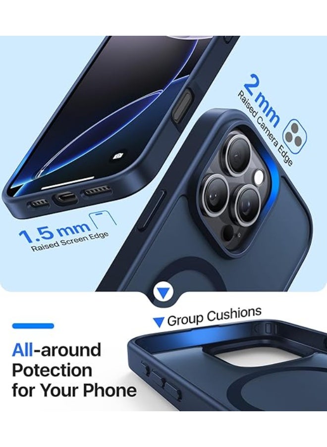 Magnetic for iPhone 16 Pro Max Case, [Compatible with MagSafe][Military-Grade Drop Protection][Anti-Yellow] Shockproof Protective Translucent Matte Cover for iPhone 16 Pro Max Phone Case,Blue - Image 3