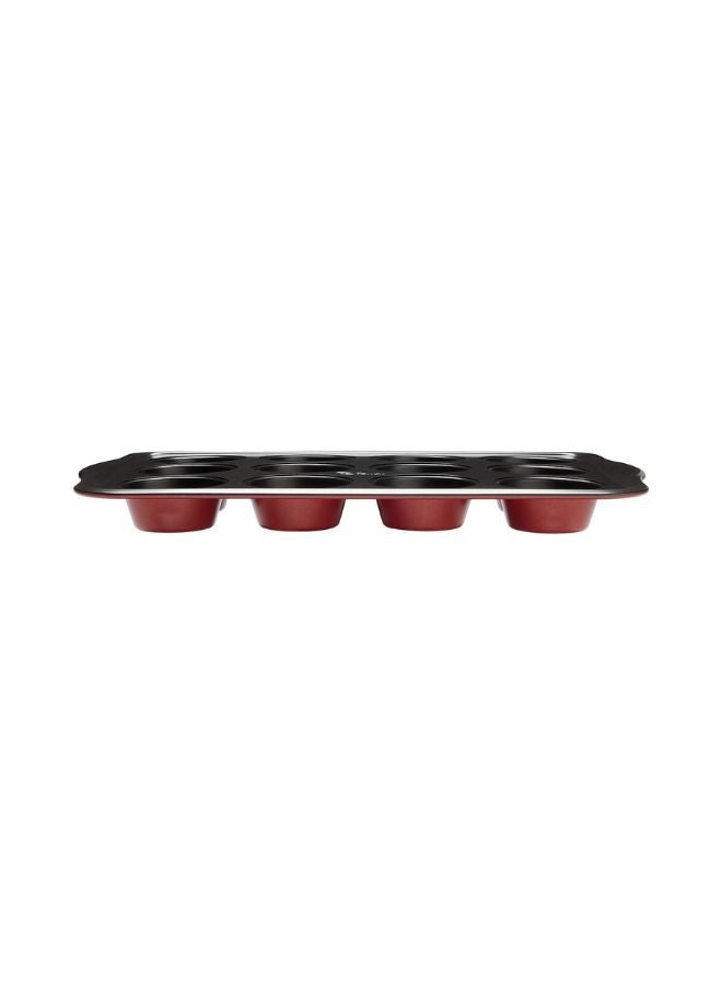 Prestige New Disney Bake with Mickey Mouse Muffin Trays For Baking 12 Cup - Non Stick Muffin Tin, Carbon Steel Bakeware, Red & Black - Image 1