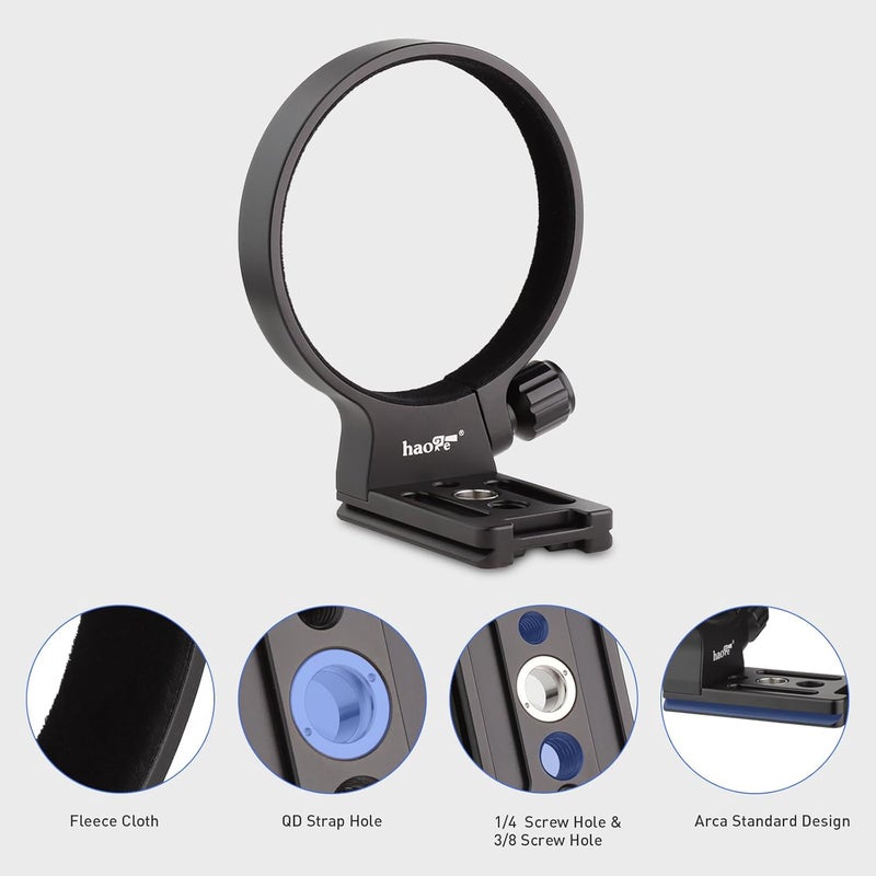 Haoge Tripod Mount Ring for Tamron 35-150 mm F/2-2.8 Di III VXD A058 Lens and Sigma 100-400mm f/5-6.3 DG OS HSM Lens for Canon EF Mount and Nikon F Mount Built-in Arca Type Plate - Image 3