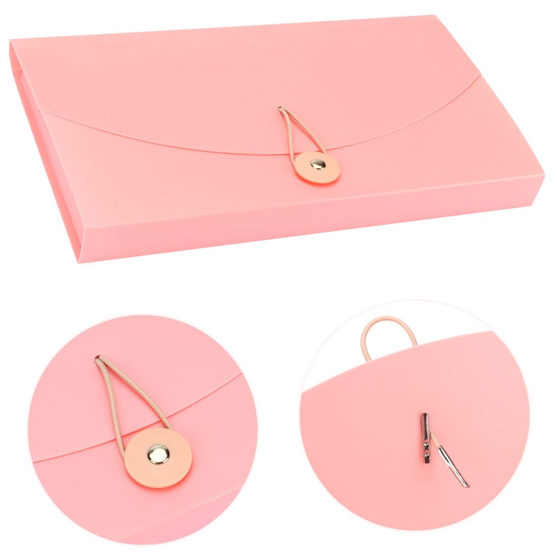 Oak-Pine 13 Pocket Receipt Folder/Accordion File Organizer/Plastic Check Bill File Folder/Expanding File Folder/Expanding Coupon Organizer with Labels/Document Organizer Folder (Pink) - Image 4
