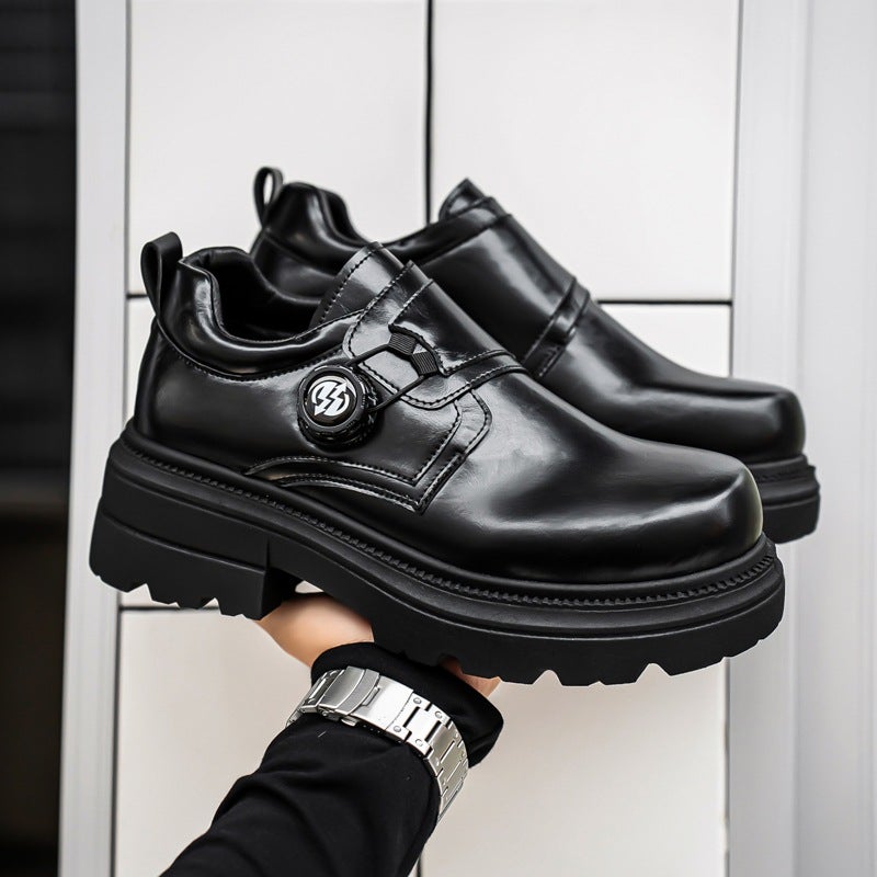 Men'S Black Leather Shoes, Men'S 2026 British Style Derby Shoes, Men'S Height-Increasing Trendy Shoes With Rotating Buckle - Image 5