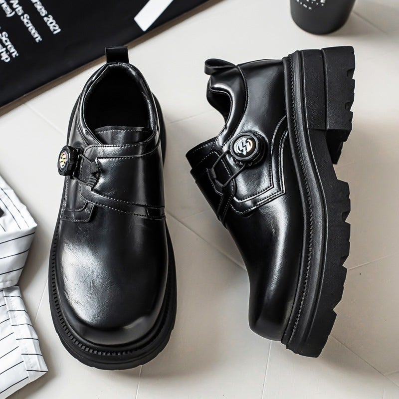 Men'S Black Leather Shoes, Men'S 2026 British Style Derby Shoes, Men'S Height-Increasing Trendy Shoes With Rotating Buckle - Image 4