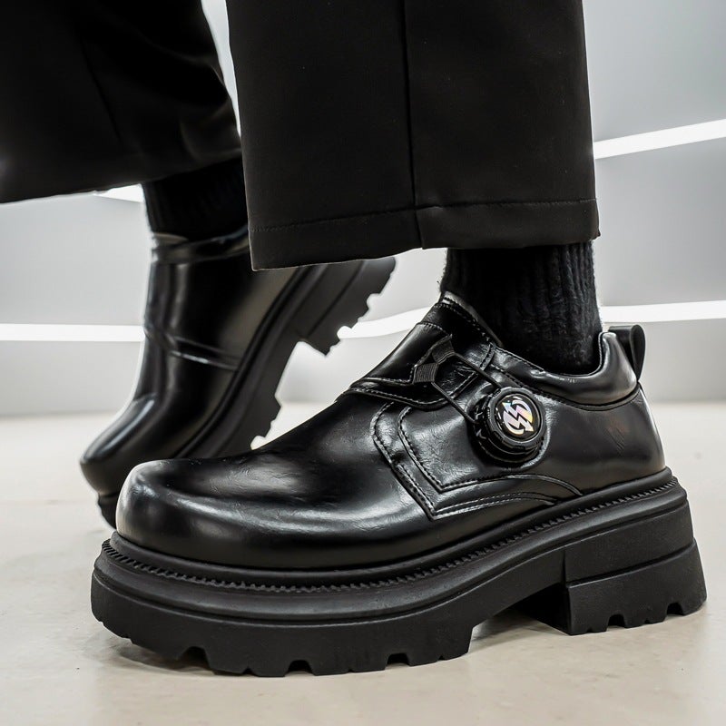 Men'S Black Leather Shoes, Men'S 2026 British Style Derby Shoes, Men'S Height-Increasing Trendy Shoes With Rotating Buckle - Image 2
