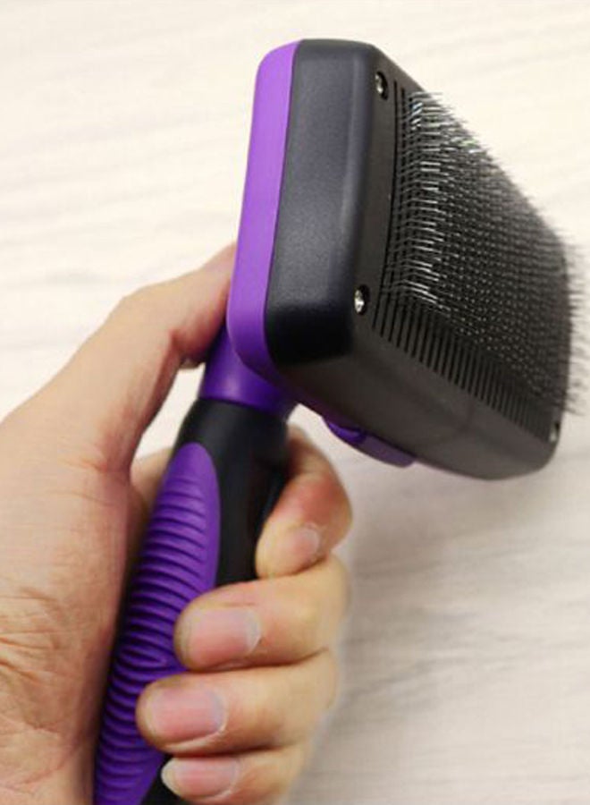 NIBEMINENT Professional Self Cleaning Slicker Brush For Pet Purple/Black 23x4x14cm - Image 2