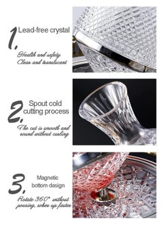 AUTOYSUR Whiskey Decanter Set ，Classical Italian Crafted Crystal Whiskey Decanter Whiskey Glasses Set for Scotch, Bourbon, Cognac, and Liquor (Rotating Decanter)  - Image 2