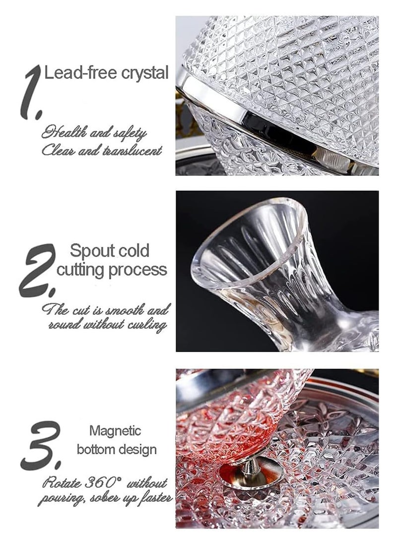 AUTOYSUR - Whiskey Decanter Set ，Classical Italian Crafted Crystal Whiskey Decanter Whiskey Glasses Set for Scotch, Bourbon, Cognac, and Liquor (Rotating Decanter) - Image 1