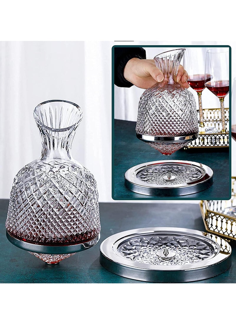 AUTOYSUR - Whiskey Decanter Set ，Classical Italian Crafted Crystal Whiskey Decanter Whiskey Glasses Set for Scotch, Bourbon, Cognac, and Liquor (Rotating Decanter) - Image 1