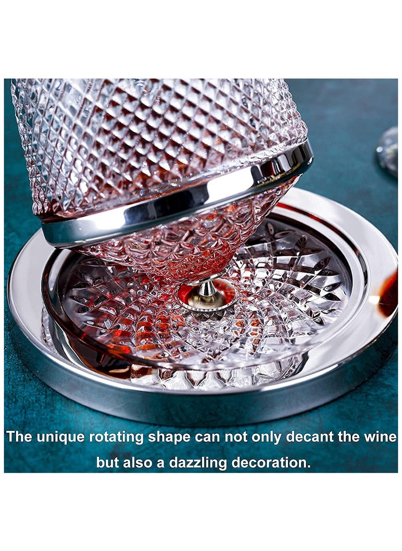 AUTOYSUR - Whiskey Decanter Set ，Classical Italian Crafted Crystal Whiskey Decanter Whiskey Glasses Set for Scotch, Bourbon, Cognac, and Liquor (Rotating Decanter) - Image 1