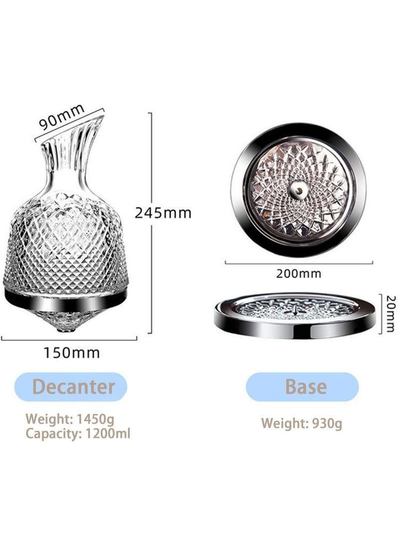 AUTOYSUR - Whiskey Decanter Set ，Classical Italian Crafted Crystal Whiskey Decanter Whiskey Glasses Set for Scotch, Bourbon, Cognac, and Liquor (Rotating Decanter) - Image 1