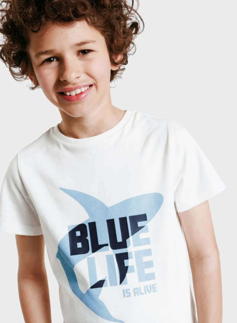 Okaidi Obaibi Kids Blue Life Is Alive T-Shirt