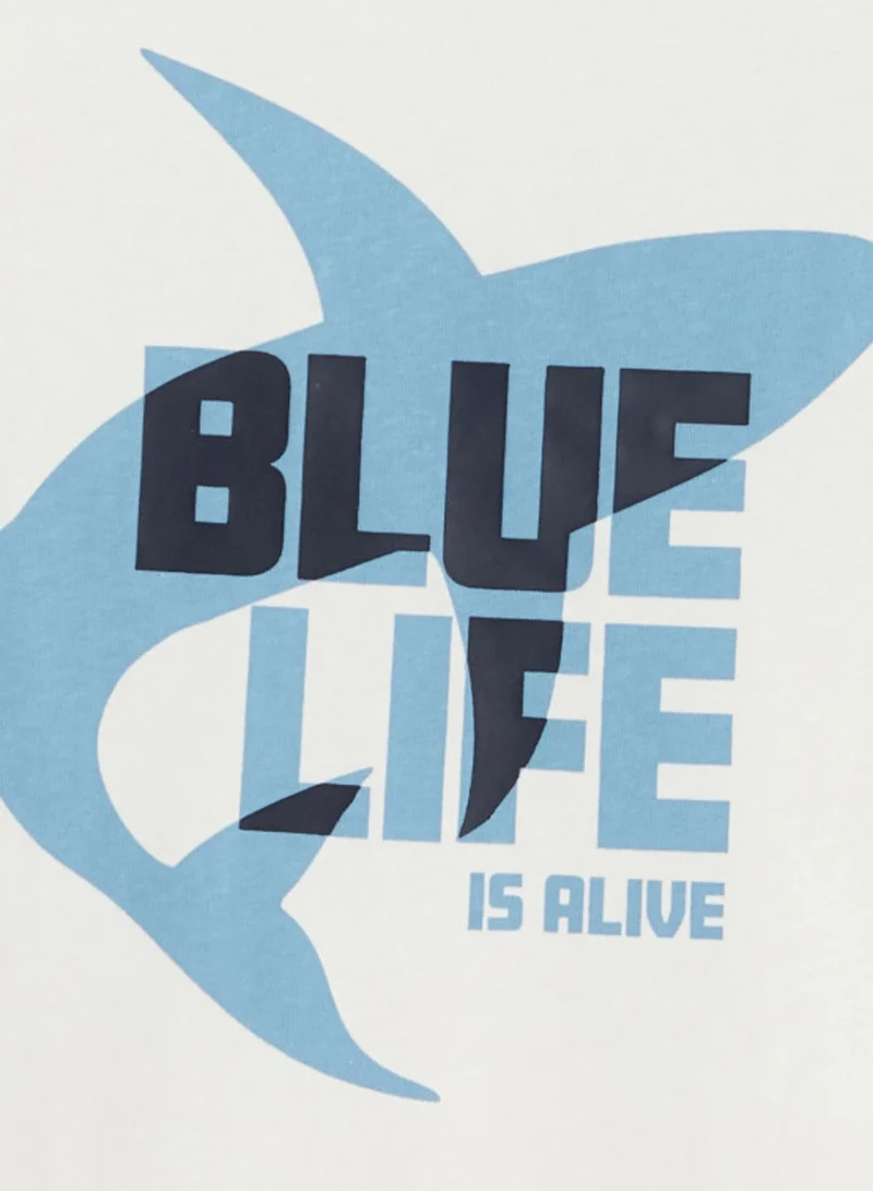 Okaidi Obaibi Kids Blue Life Is Alive T-Shirt