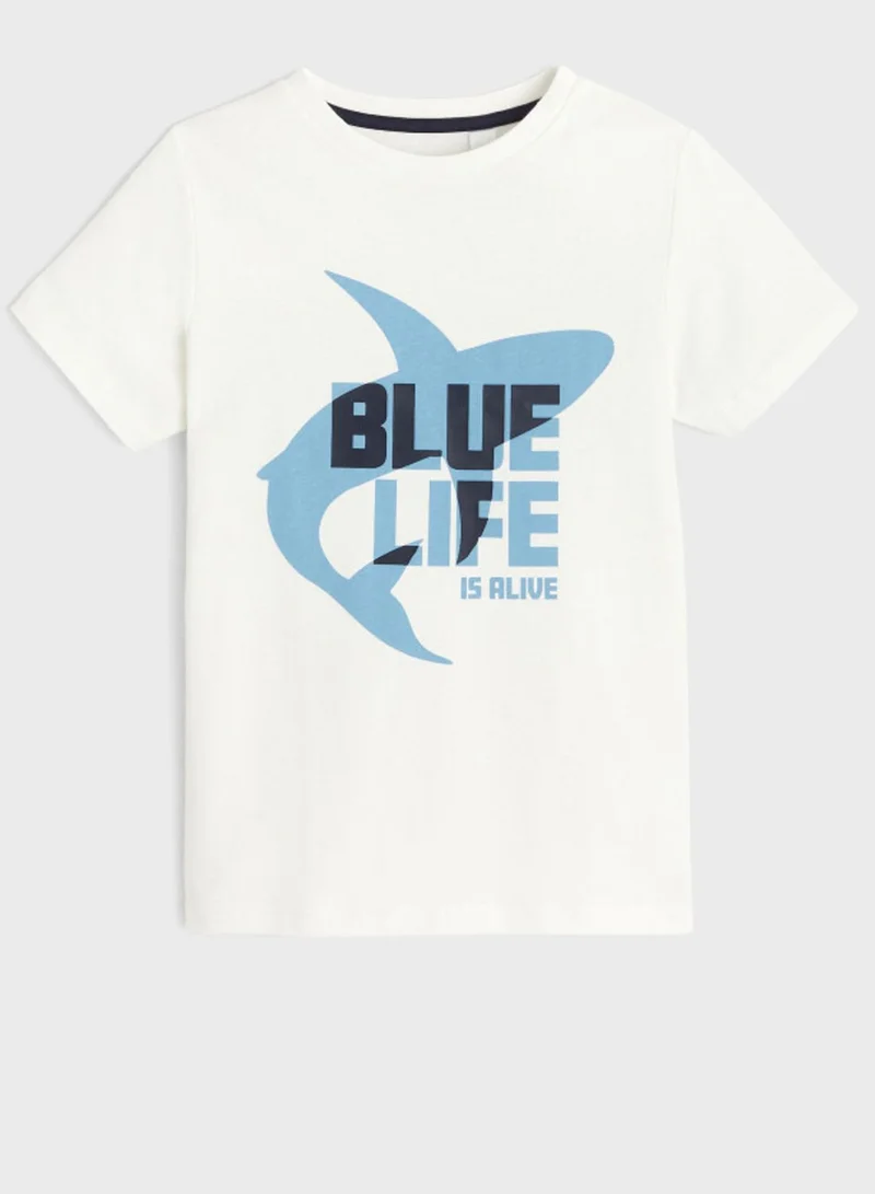 Okaidi Obaibi Kids Blue Life Is Alive T-Shirt