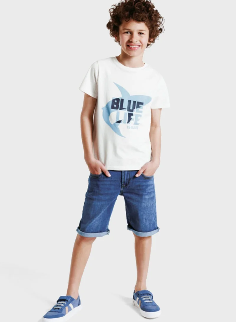 Okaidi Obaibi Kids Blue Life Is Alive T-Shirt