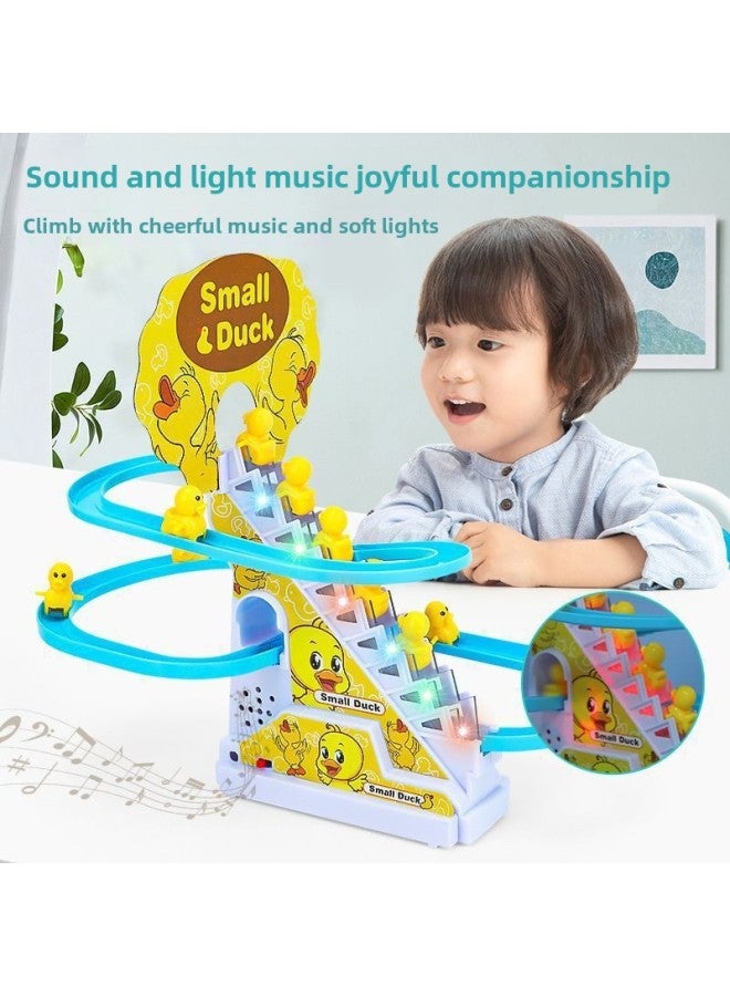 Children's Little Yellow Duck Climbing Stairs Educational Electric Track One Year Old Girl Boy Baby Toy Slide-Colour: Little Yellow Duck Climbing Stairs 1 Sound Effect  Comes With Ordinary Battery + Screwdriver 