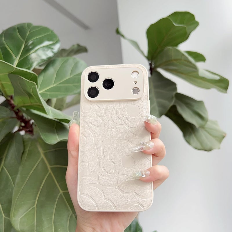 PANDACAMEL Compatible iPhone 17 Pro Case, Leather with Camellia Carving, Soft Phone Cover, Anti-Scratch, Elegant & Feminine Design, Perfect for Women, Girls, and Teenagers - Image 3