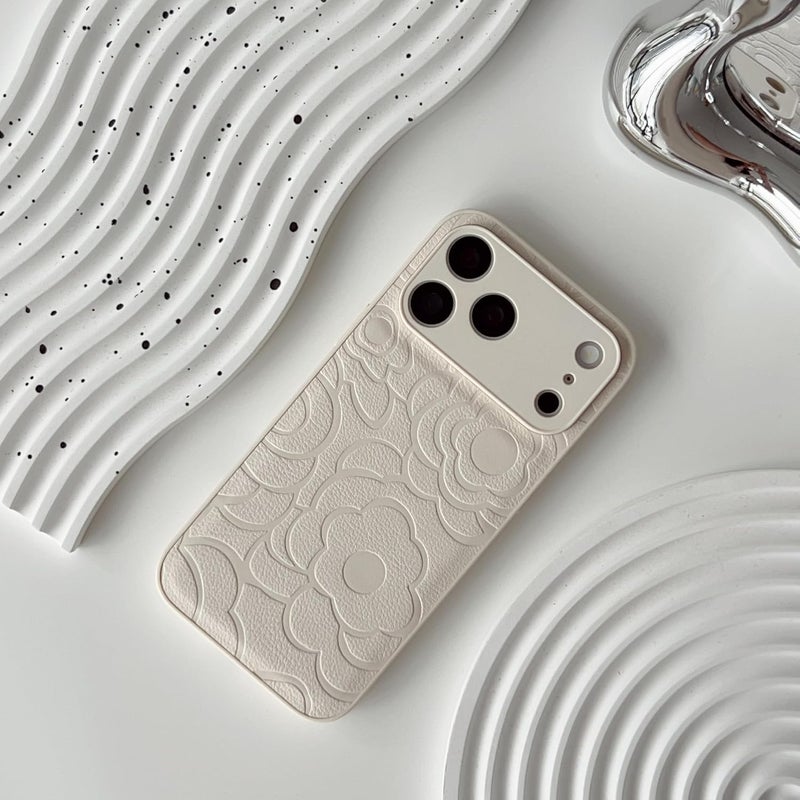 PANDACAMEL Compatible iPhone 17 Pro Case, Leather with Camellia Carving, Soft Phone Cover, Anti-Scratch, Elegant & Feminine Design, Perfect for Women, Girls, and Teenagers - Image 2