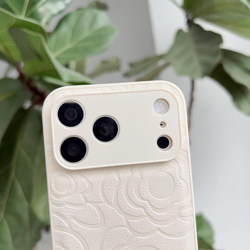 PANDACAMEL Compatible iPhone 17 Pro Case, Leather with Camellia Carving, Soft Phone Cover, Anti-Scratch, Elegant & Feminine Design, Perfect for Women, Girls, and Teenagers - Image 5
