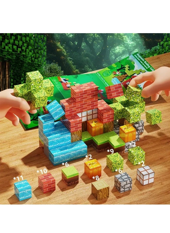 56 Pieces Magnetic Blocks - Build Magnet World Magic Forest Set, 1'' Magnetic Building Blocks Toddler Creative Kids Toys, STEM Sensory Outdoor Toys for 3+ Year Old Boys & Girls - Image 2