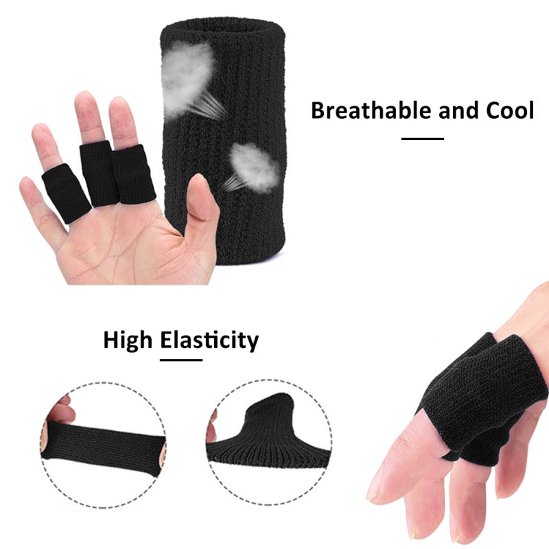 Finger Sleeves: 10pcs Black Nylon - Breathable Elastic Comfortable Finger Sleeves for Basketball Volleyball Tennis Badminton Daily Work Joint Pain Relief - Image 4