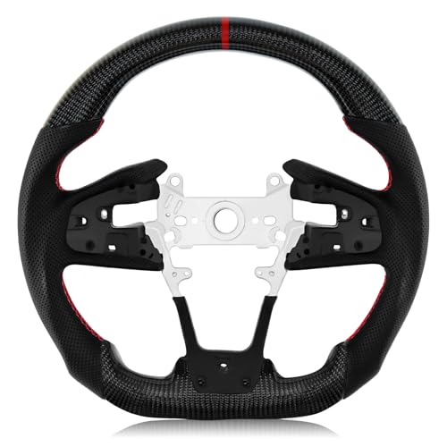 VOONKE Real Carbon Fiber Steering Wheel D-shaped Nappa With stitching Perforated Leather Flat-bottom Steering Wheel For Honda Civic 10th Gen 2016-2021 Type R North American Spec - Image 1