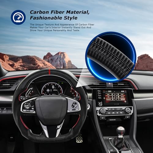 VOONKE Real Carbon Fiber Steering Wheel D-shaped Nappa With stitching Perforated Leather Flat-bottom Steering Wheel For Honda Civic 10th Gen 2016-2021 Type R North American Spec - Image 3
